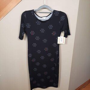 NWT LuLaRoe Women's JULIA Floral Dress Pencil Stretch Size XS Black White